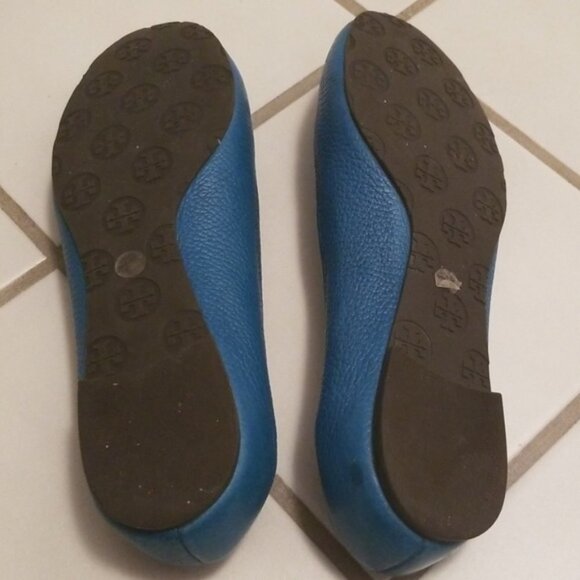 TORY BURCH Teal 8.5 M Tumbled Leather Reva Flats - Picture 6 of 8
